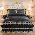 Quilted lace crystal velvet printed bedskirt sheet set